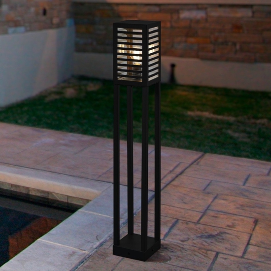 Lampione da giardino moderno IP44 nero E27 H100 cm